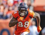 In this Sept. 16, 2018, file photo, Denver Broncos wide receiver Demaryius Thomas (88) runs against the Oakland Raiders during the second half of an NFL football game, in Denver. Former NFL star Demaryius Thomas, who died last December at age 33, had CTE, his family said Tuesday, July 5, 2022.  (AP Photo/Jack Dempsey, File)