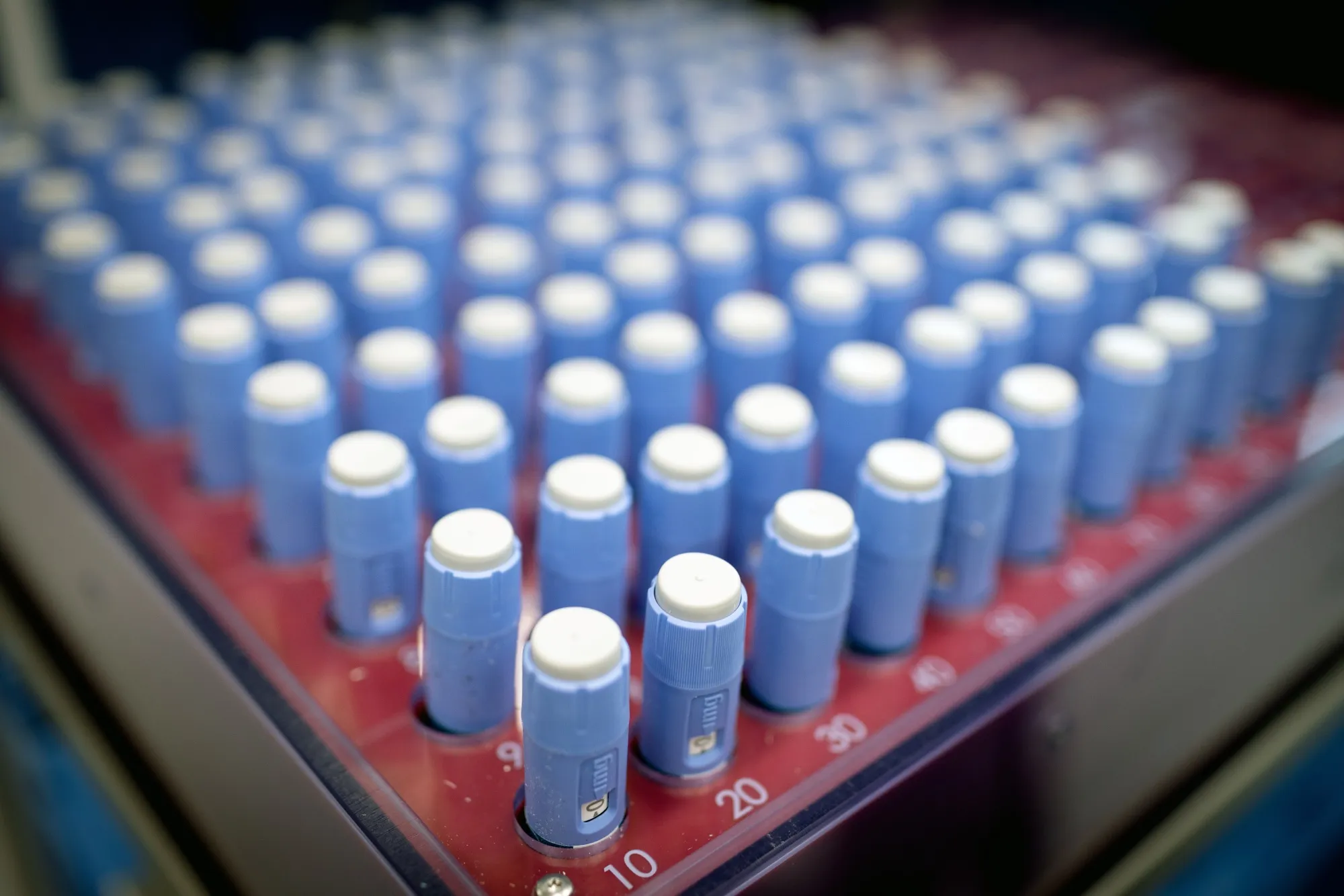 Injection pens at the Novo Nordisk A/S production facilities in Hillerod, Denmark.