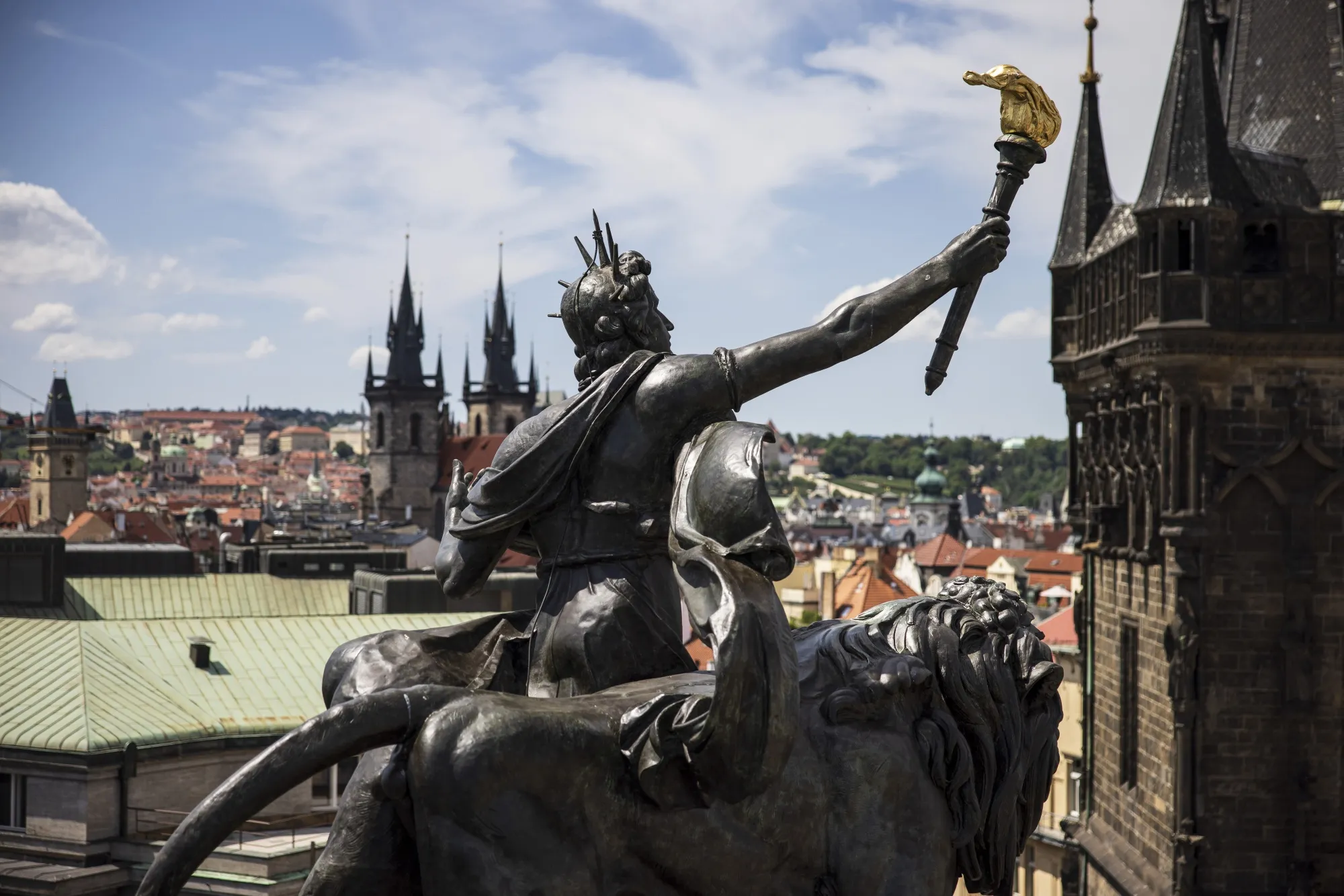 The city skyline from the roof of the Czech central bank headquarters in Prague.