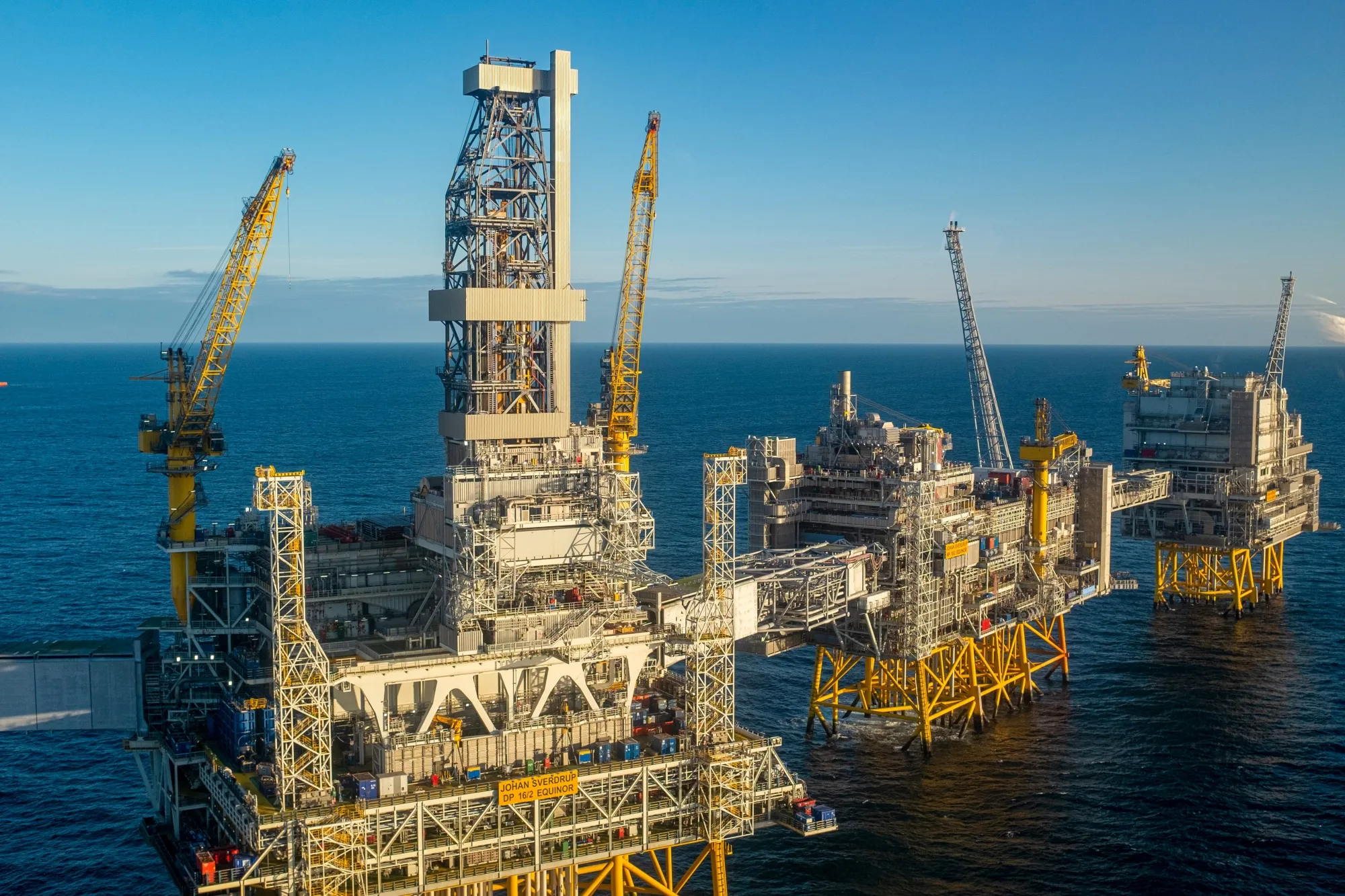 An offshore oil drilling platform in the North Sea.