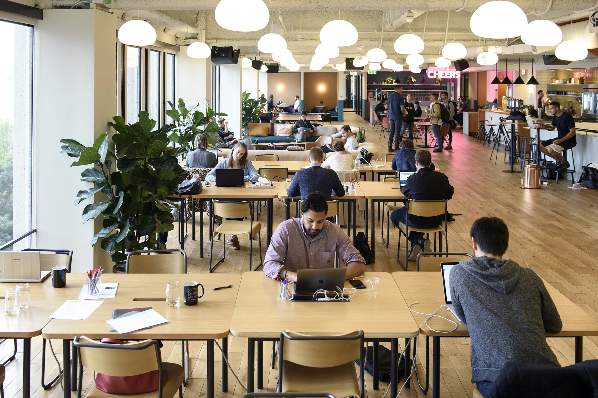 People work in a common room at a&nbsp;WeWork&nbsp;space&nbsp;in San Francisco.