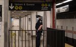 A police officer at the Canal Street subway station in New York, on May 22.