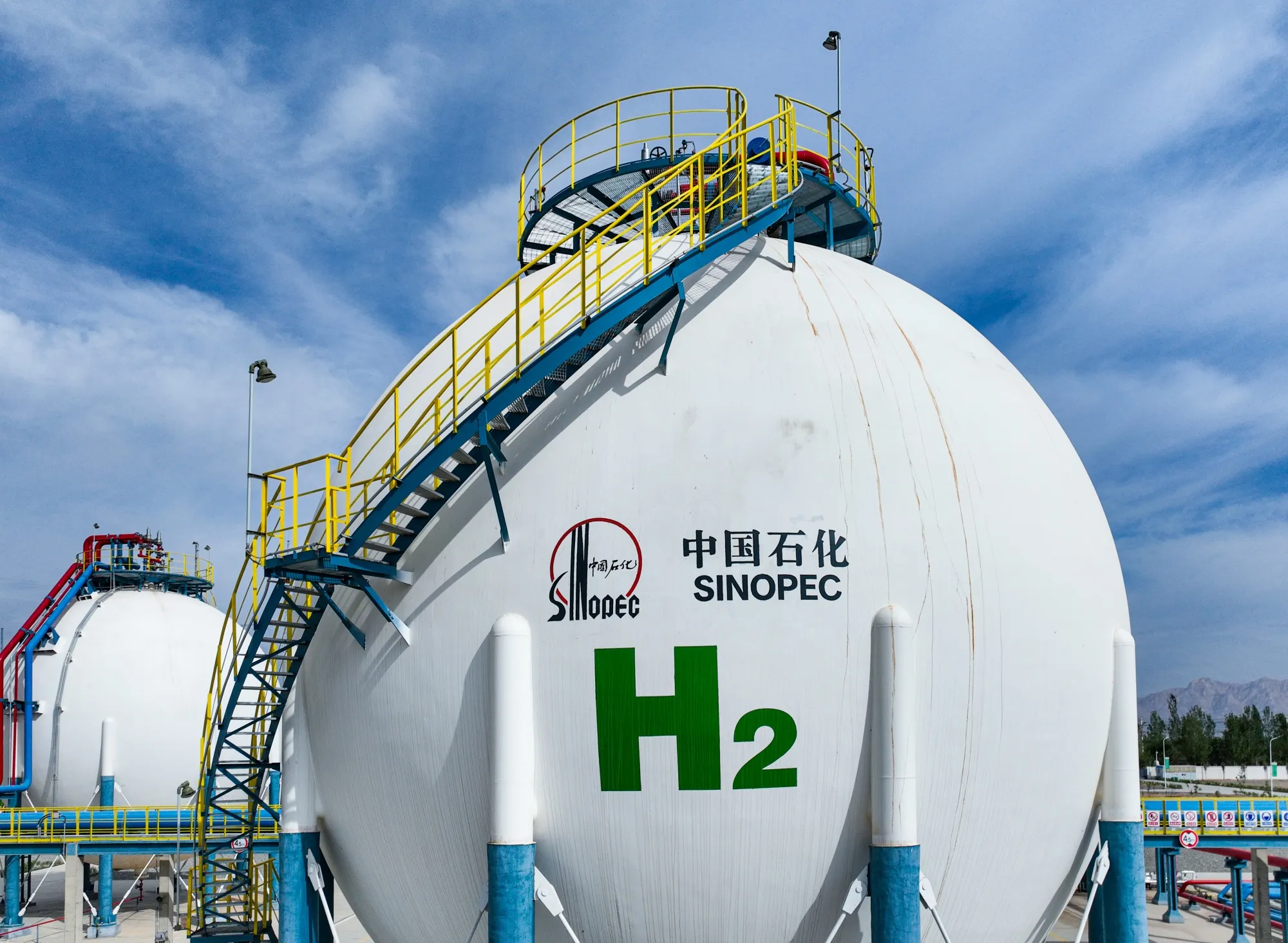 Hydrogen storage at the green hydrogen plant in Kuqa, China.