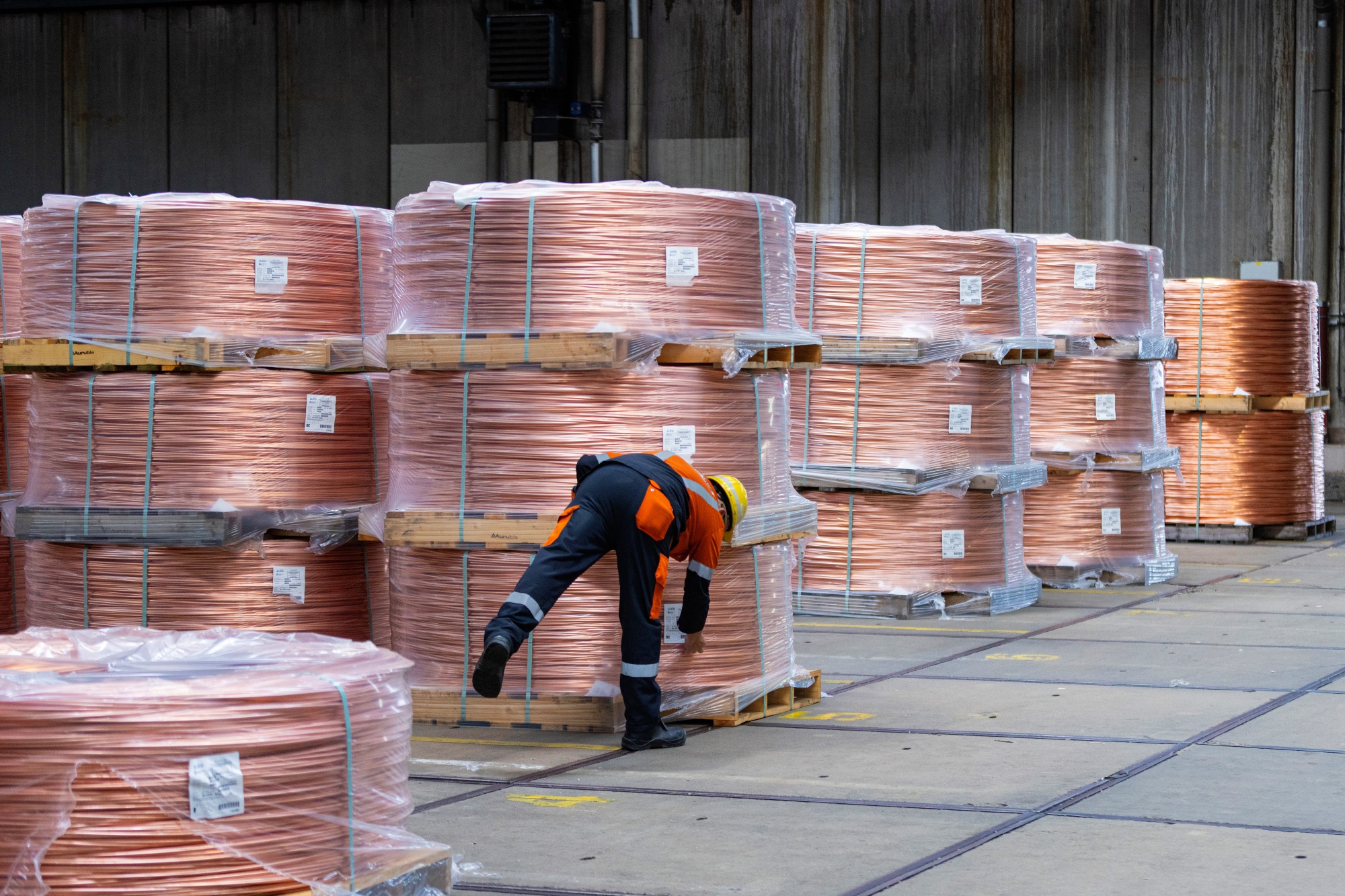 Spools of copper wire