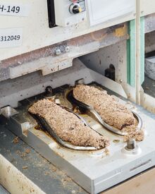 Paste that will be molded into Birkenstock footbeds.