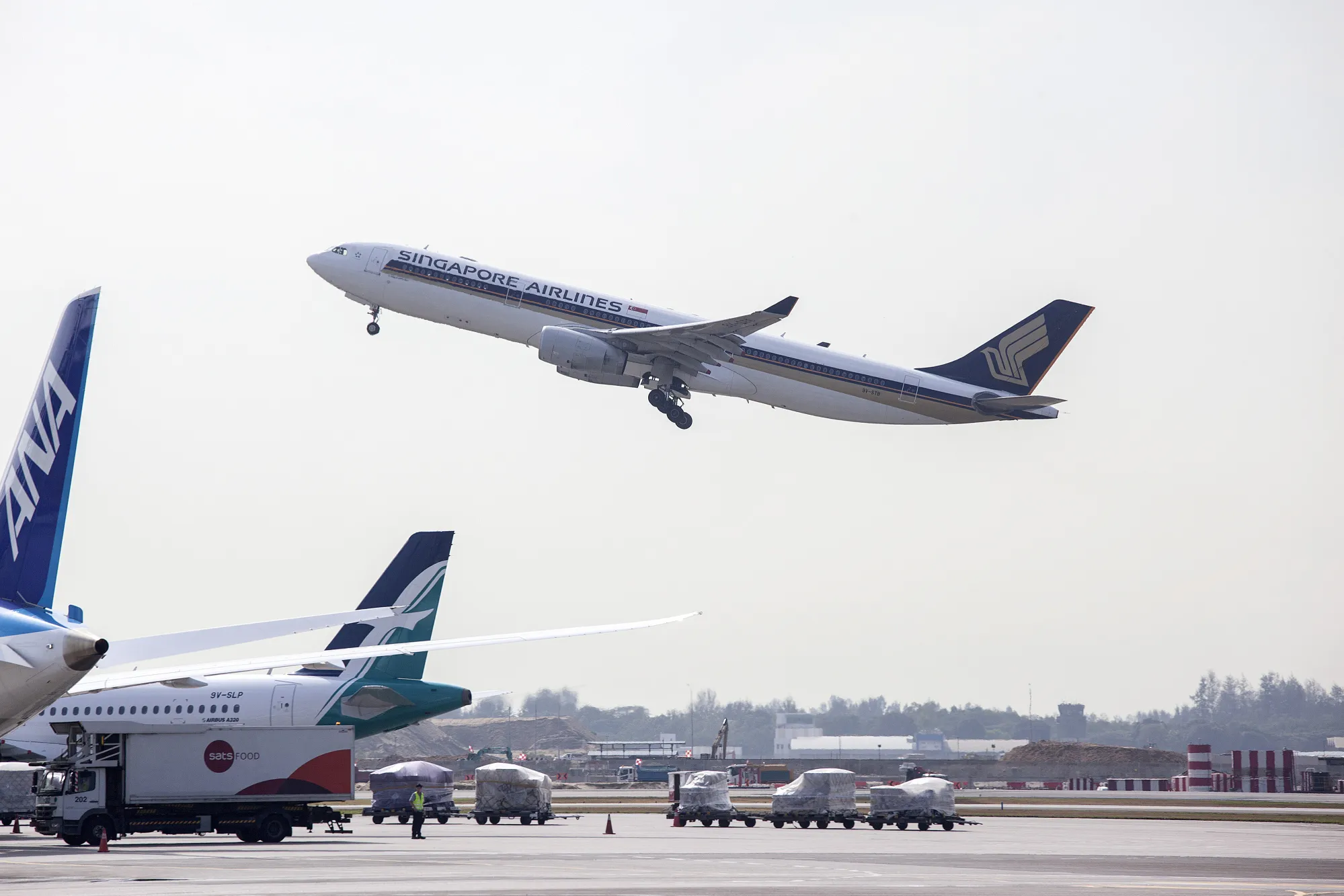 Aircraft take off from&nbsp;Changi Airport in Singapore.