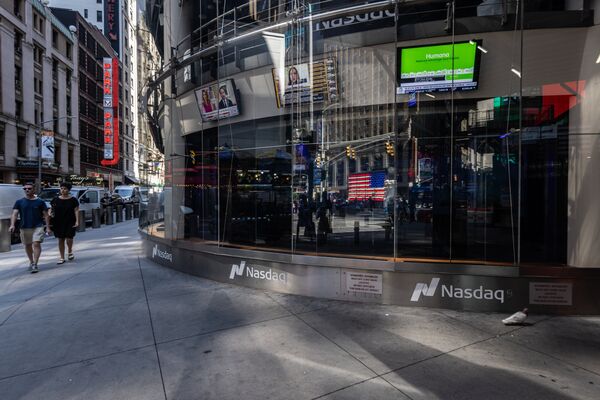 The Nasdaq MarketSite in New York, US,