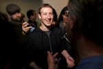 Mark Zuckerberg, CEO and founder of Facebook, speaks with journalists at Facebook headquarters.&#13;

