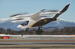 Artist rendering of a UPS branded Beta Technologies ALIA-250 electric vertical takeoff and landing aircraft