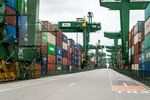 World's Largest Container Ship Powered by LNG, The CMA CGM Jaques Saade, Docks at the Port of Singapore