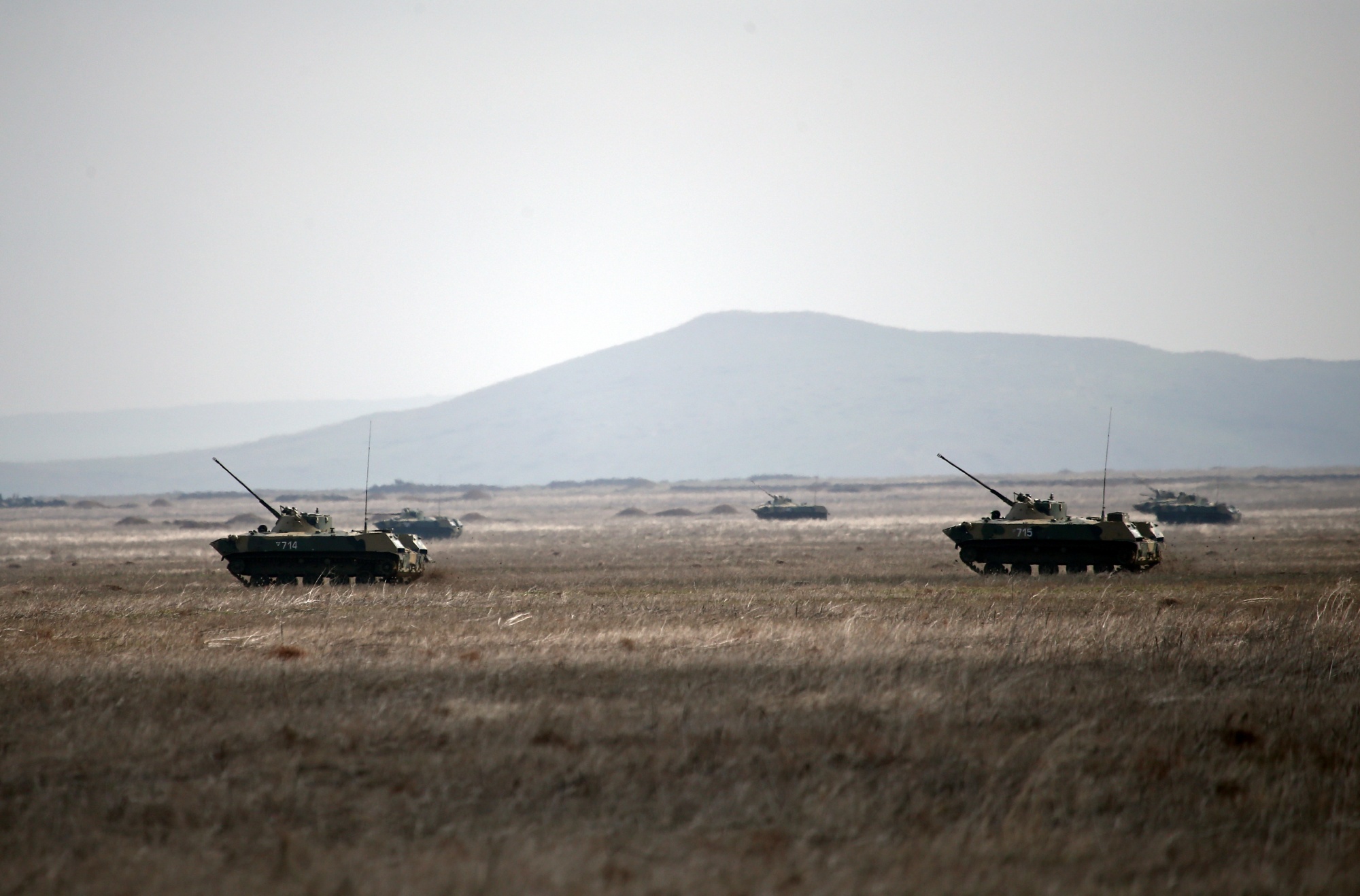 2S9-1 Nona self-propelled mortars take part in an exercise held by units of the Novorossiysk guards mountain air assault division of the Russian Airborne Troops at Opuk range.