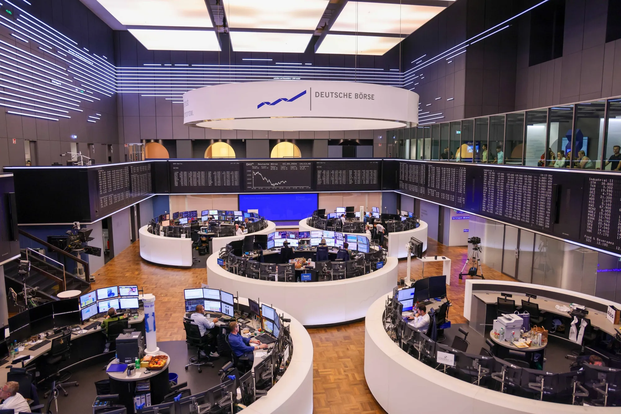 The trading floor at the Frankfurt Stock Exchange.