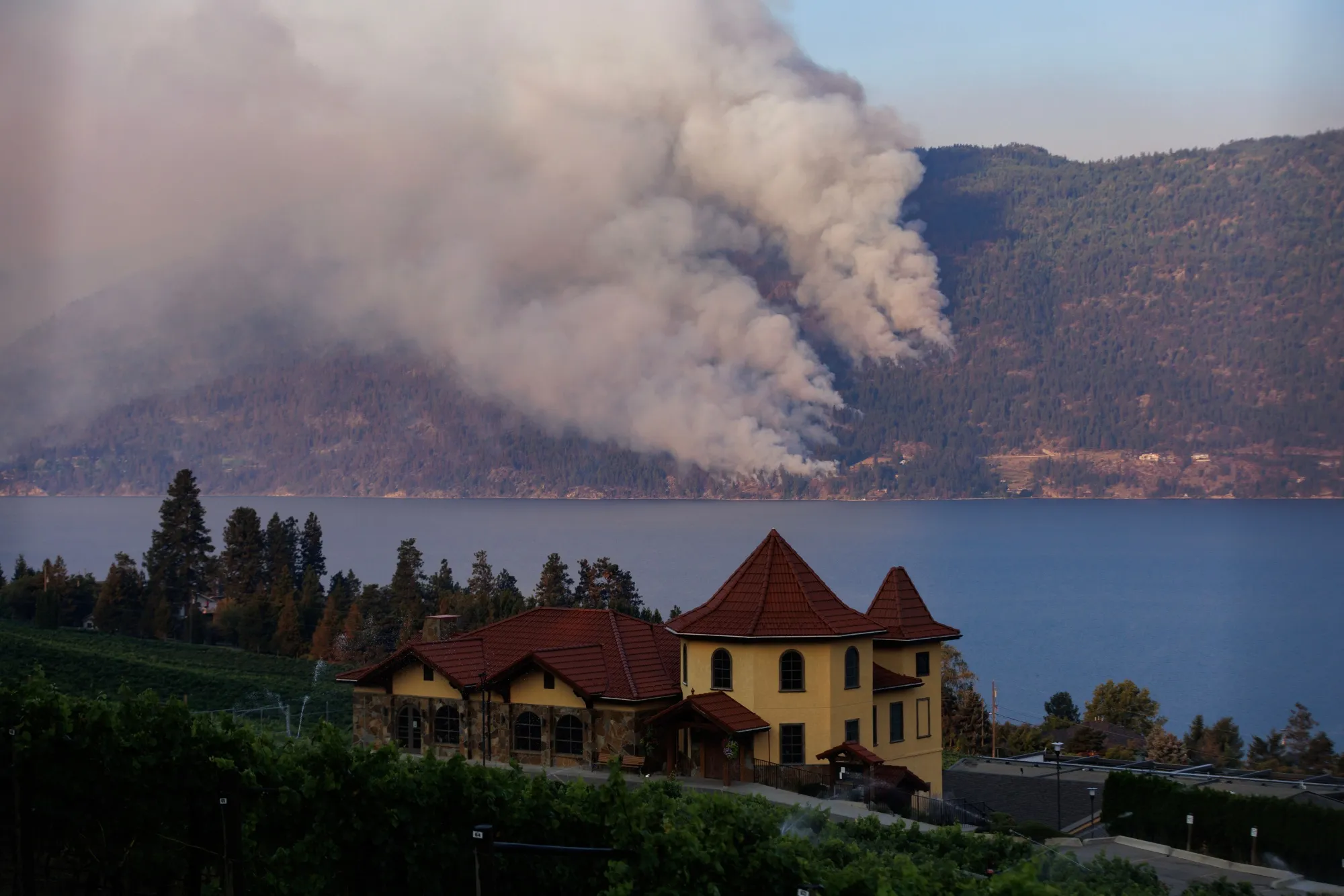 Smoke during the McDougall Creek wildfire in West Kelowna, British Columbia, Canada, on Aug. 19.