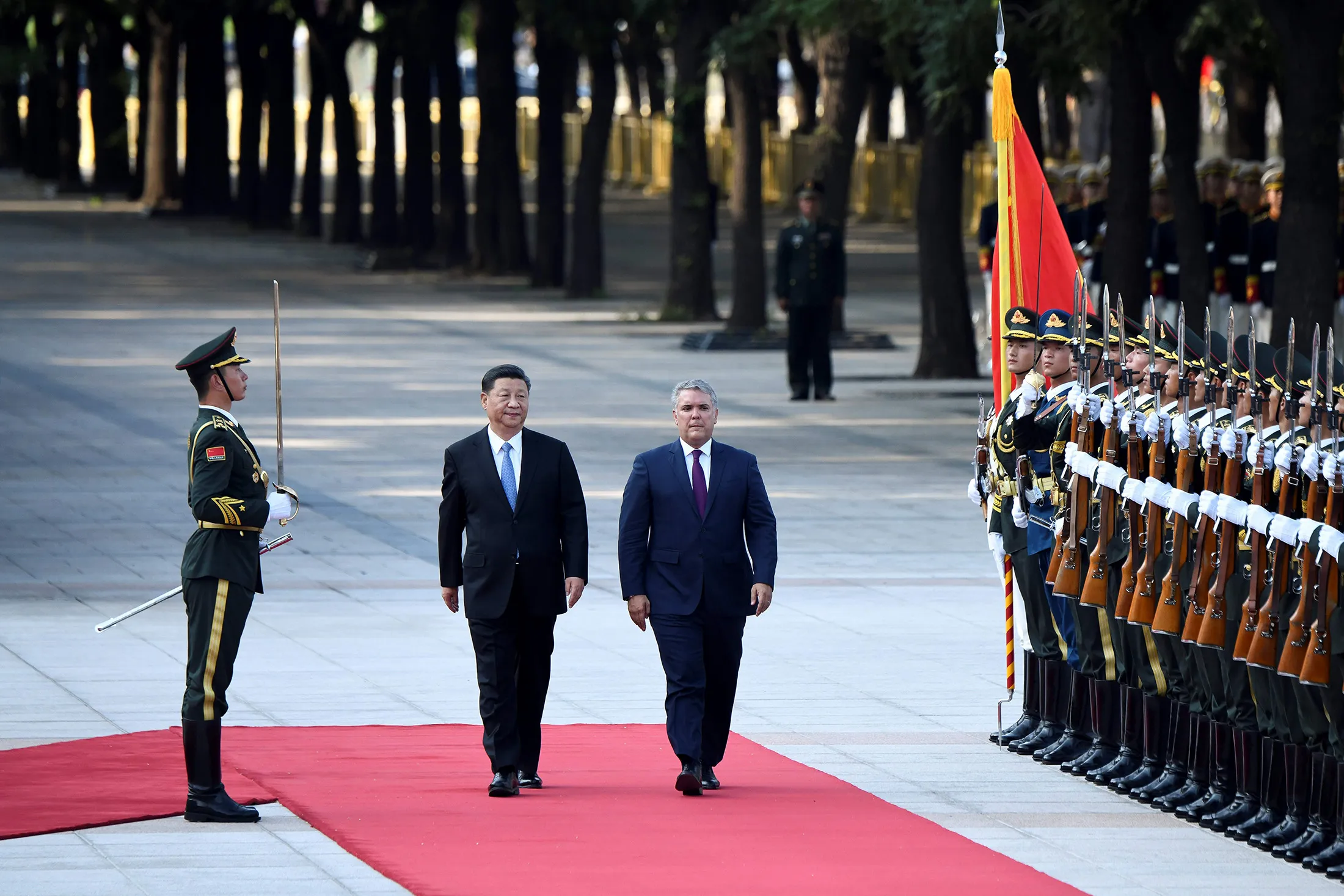 China's President Xi Jinping and&nbsp;Colombian leader Ivan Duque in Beijing in July.