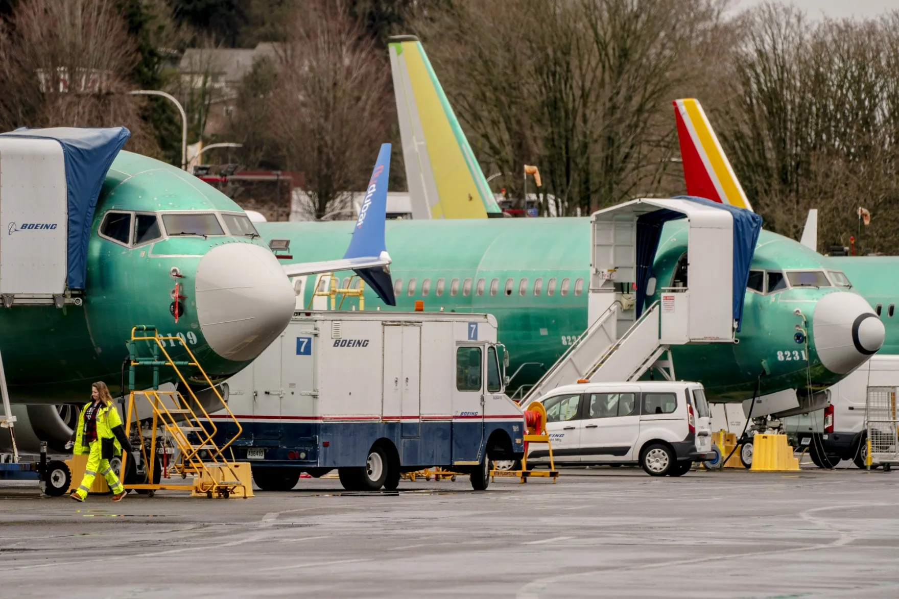 Boeing 737 Max aircraft outside the company's facility in Renton, Washington, US.