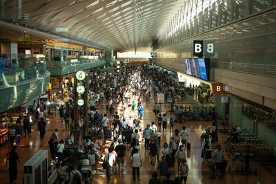 Travelers at Haneda Airport Ahead of Japan Obon Holidays