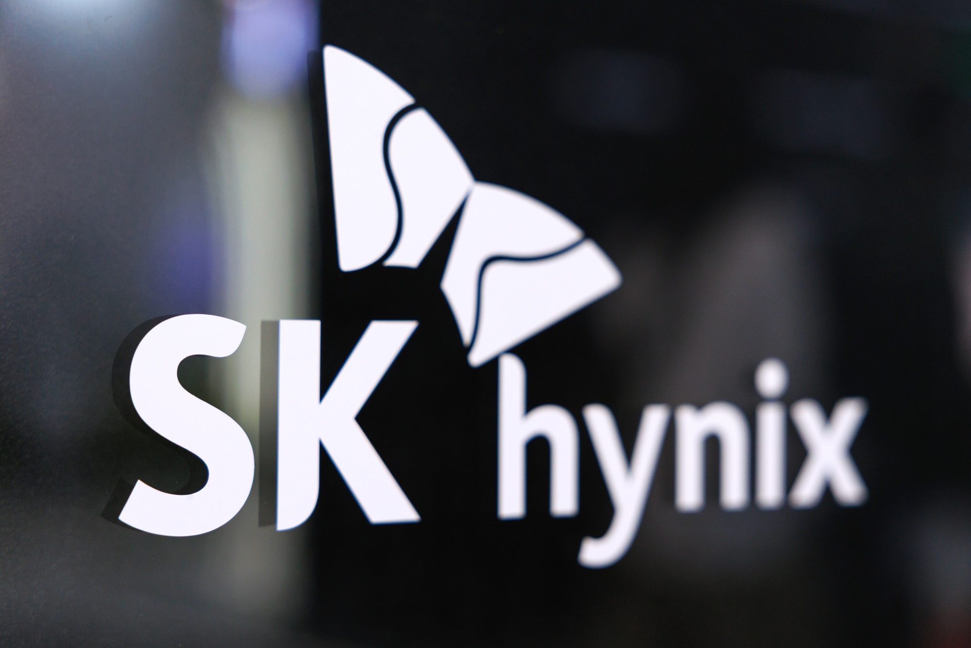 The SK Hynix Inc. logo displayed at the World IT Show in Seoul, South Korea, on Wednesday, April 22, 2026. The show runs through April 24.