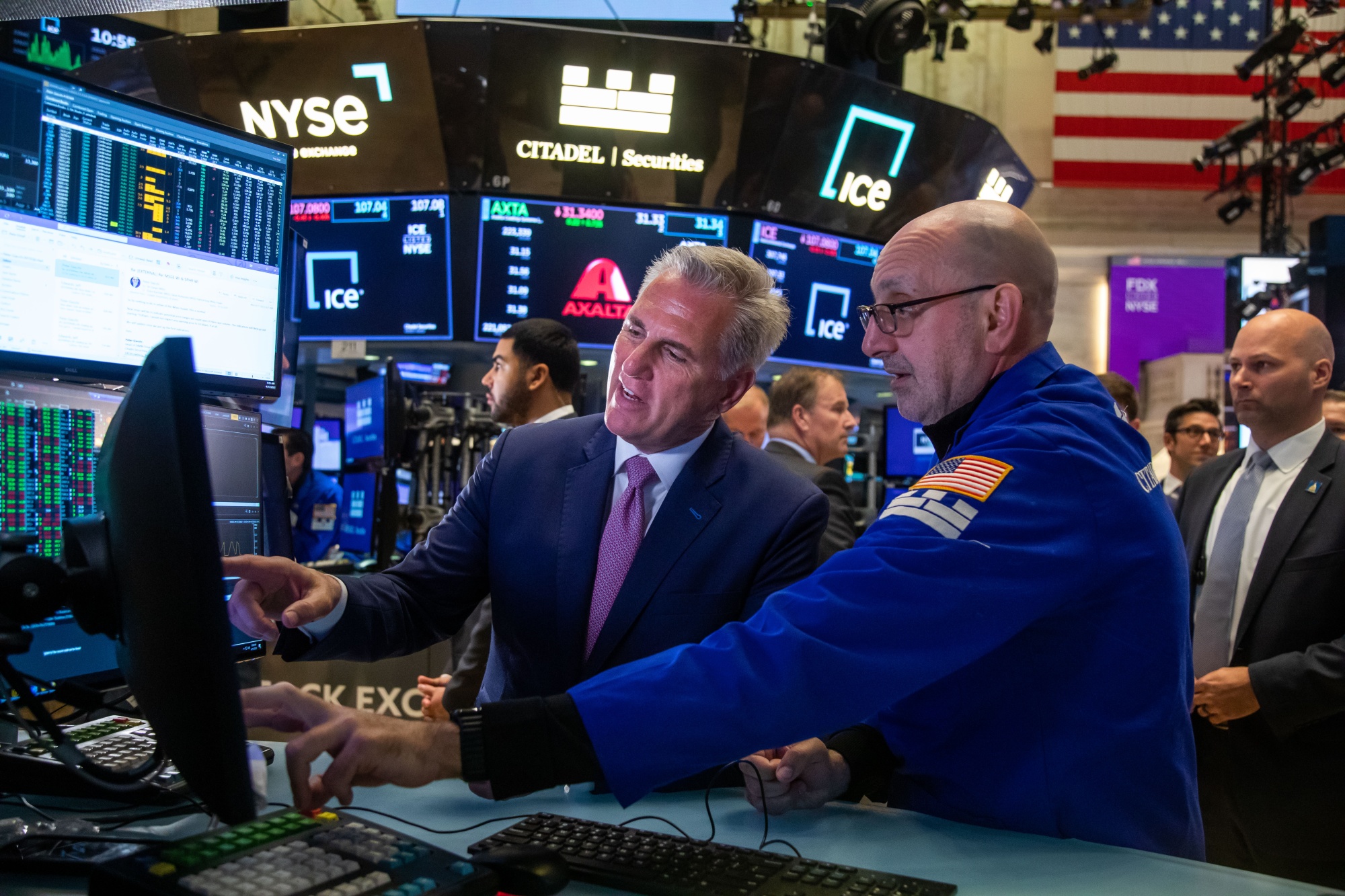 House Speaker Kevin McCarthy&nbsp;at the New York Stock Exchange.
