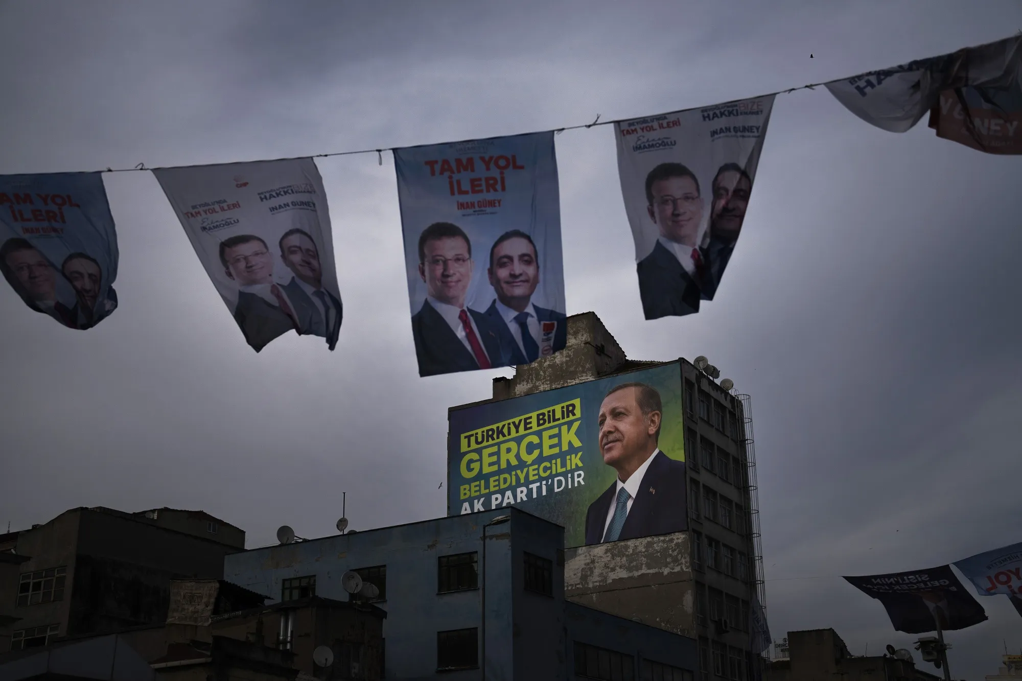Municipal election banners in Istanbul on March 24.