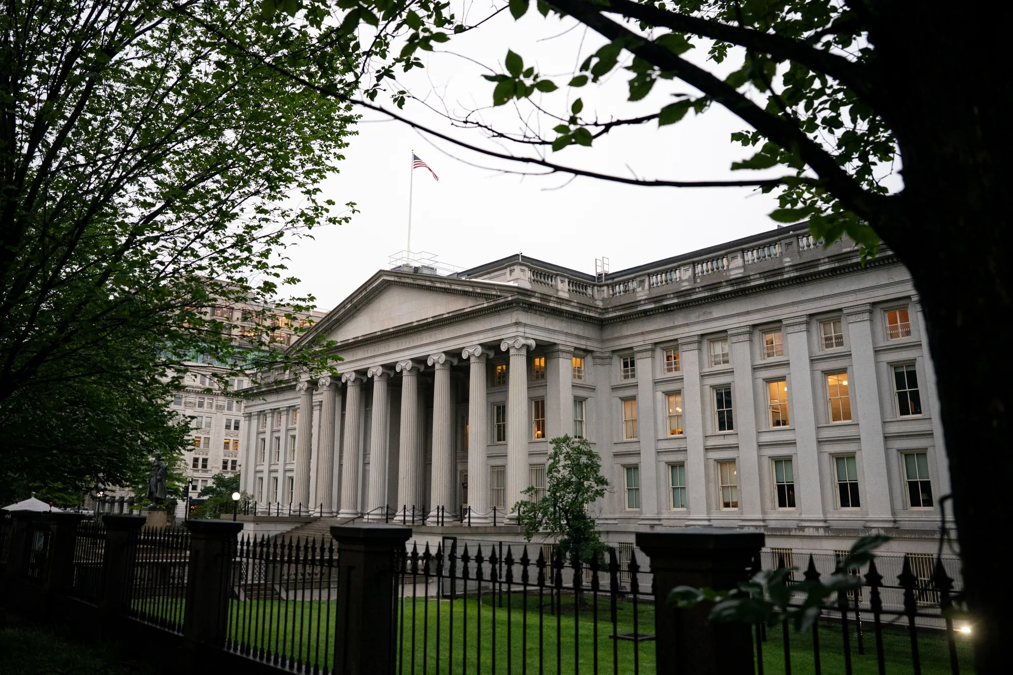 The US Treasury building in Washington, DC.