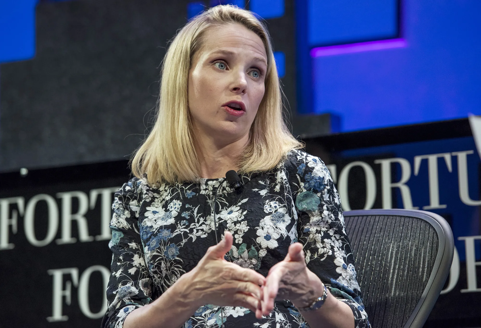 Yahoo! Chief Executive Officer Marissa Mayer speaks in San Francisco.
