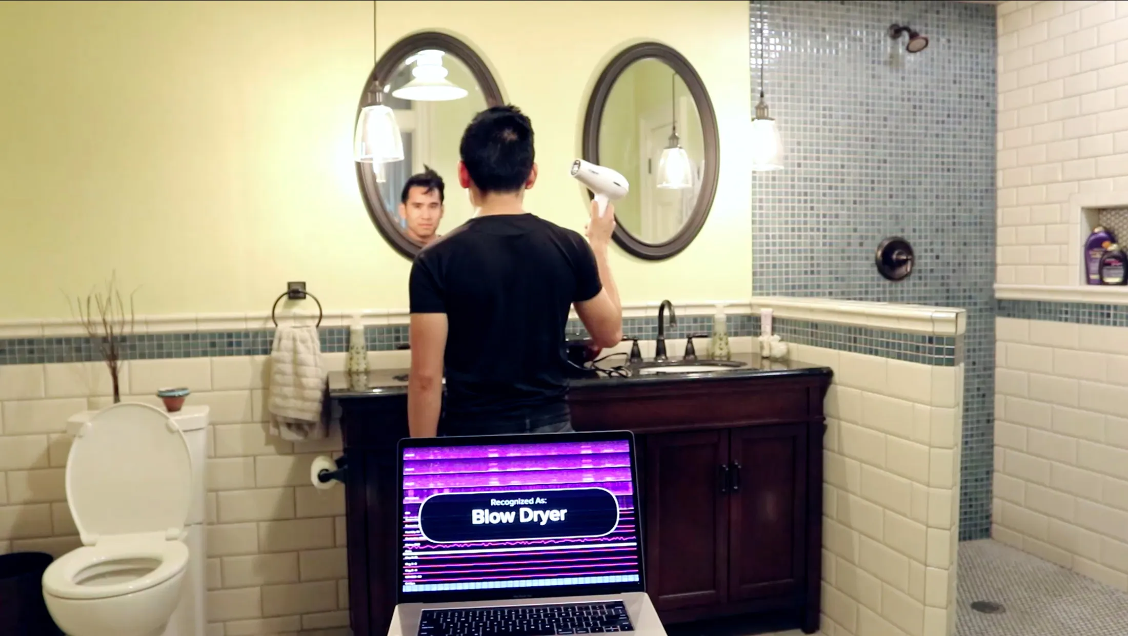 The sensor detects a blow dryer.