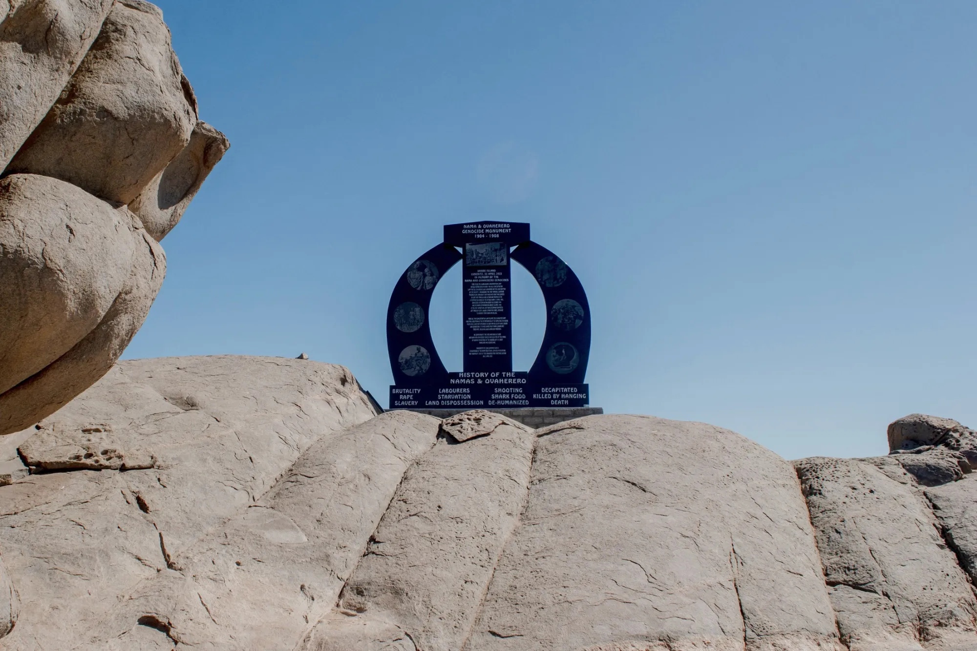 The Nama and Herero Genocide Memorial site on Shark Island peninsula near Luderitz, Namibia.