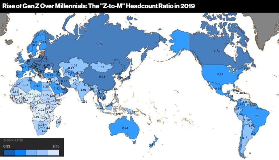 ジェネレーションｚ ミレニアルを来年上回る 変わる世界の人口動態 Bloomberg
