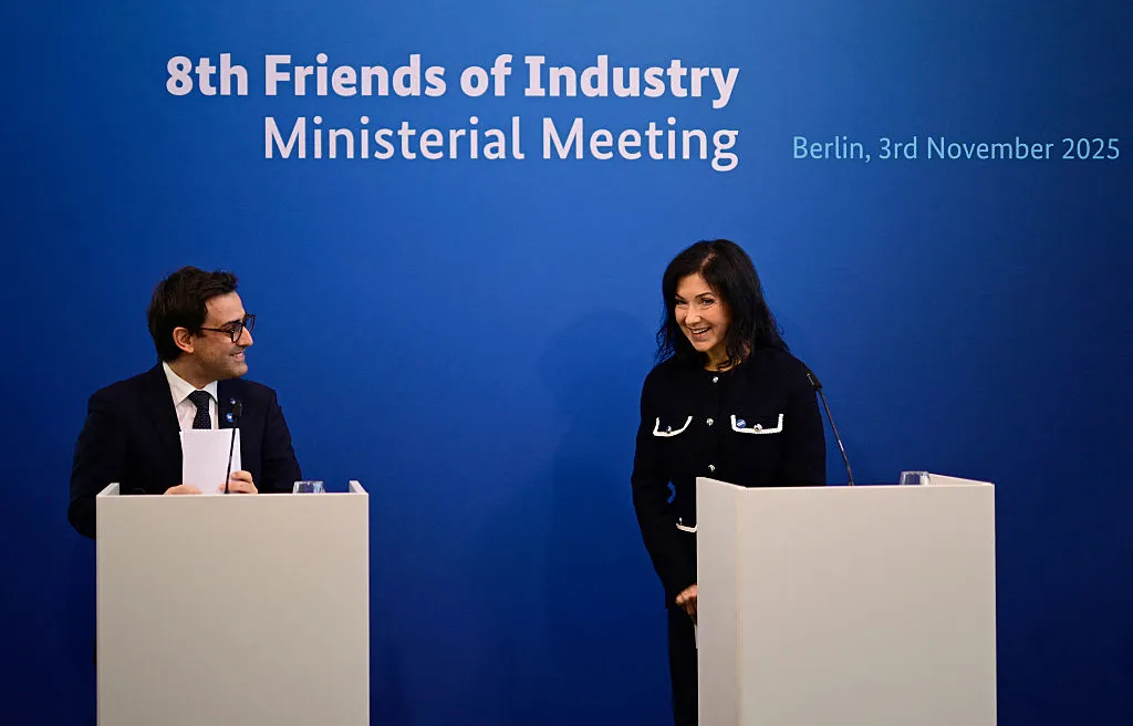 Stéphane Séjourné and Katherina Reiche&nbsp;in Berlin, on Nov. 3.