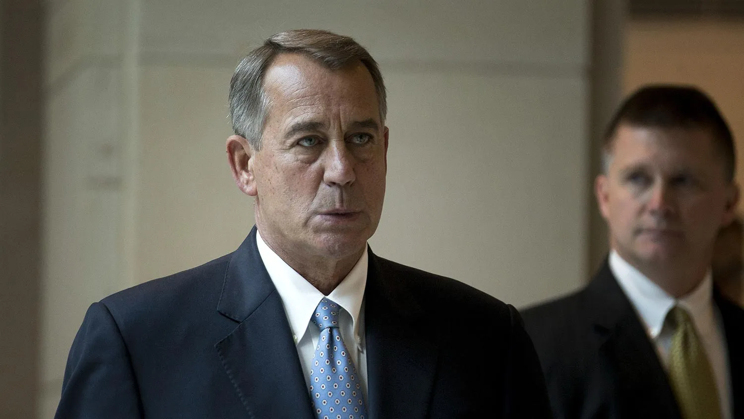 U.S. House Speaker John Boehner, a Republican from Ohio, center, arrives for a news conference in Washington, D.C., U.S., on Thursday, Nov. 6, 2014.
