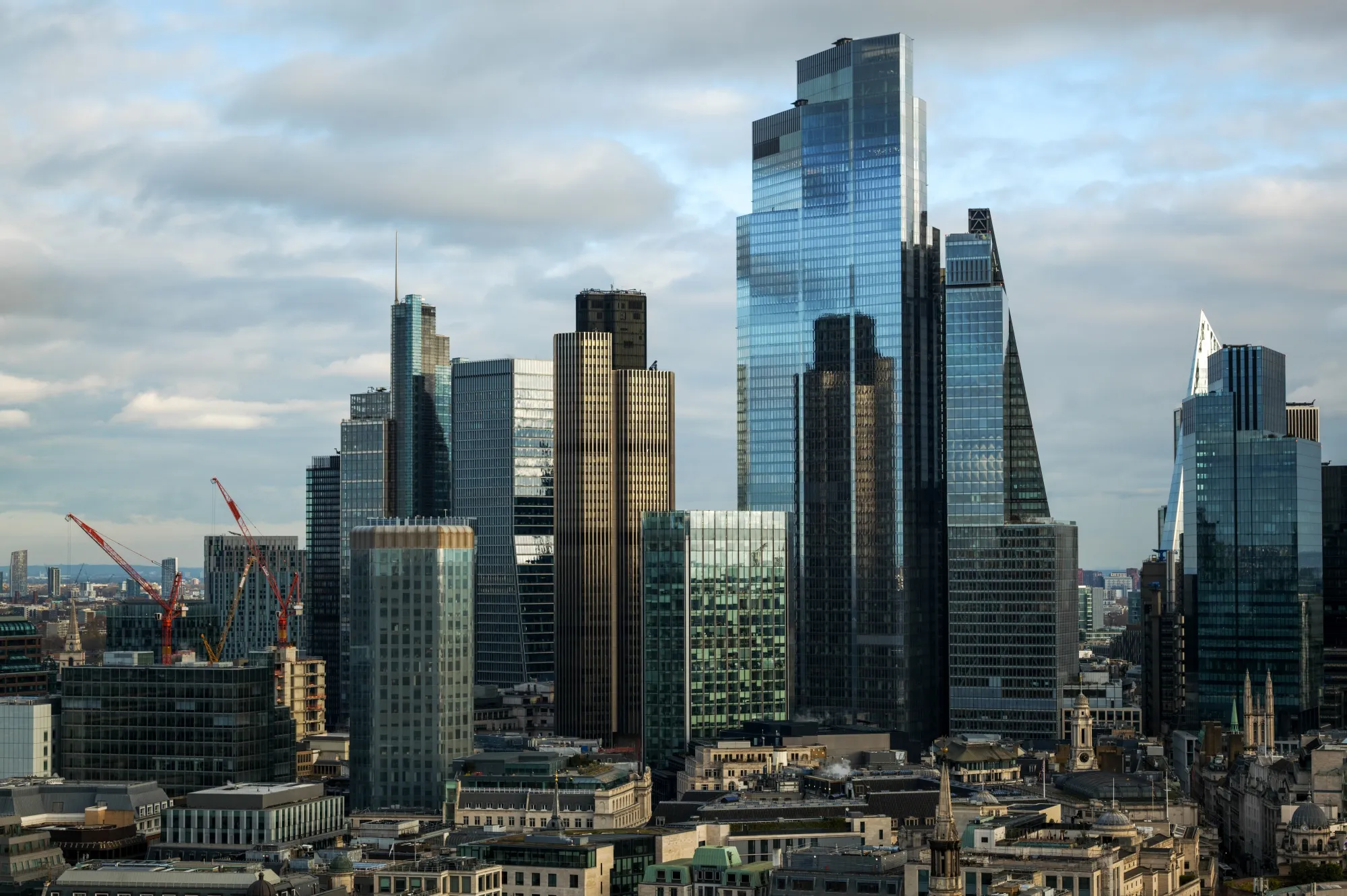 Skyscrapers and commercial buildings in London.