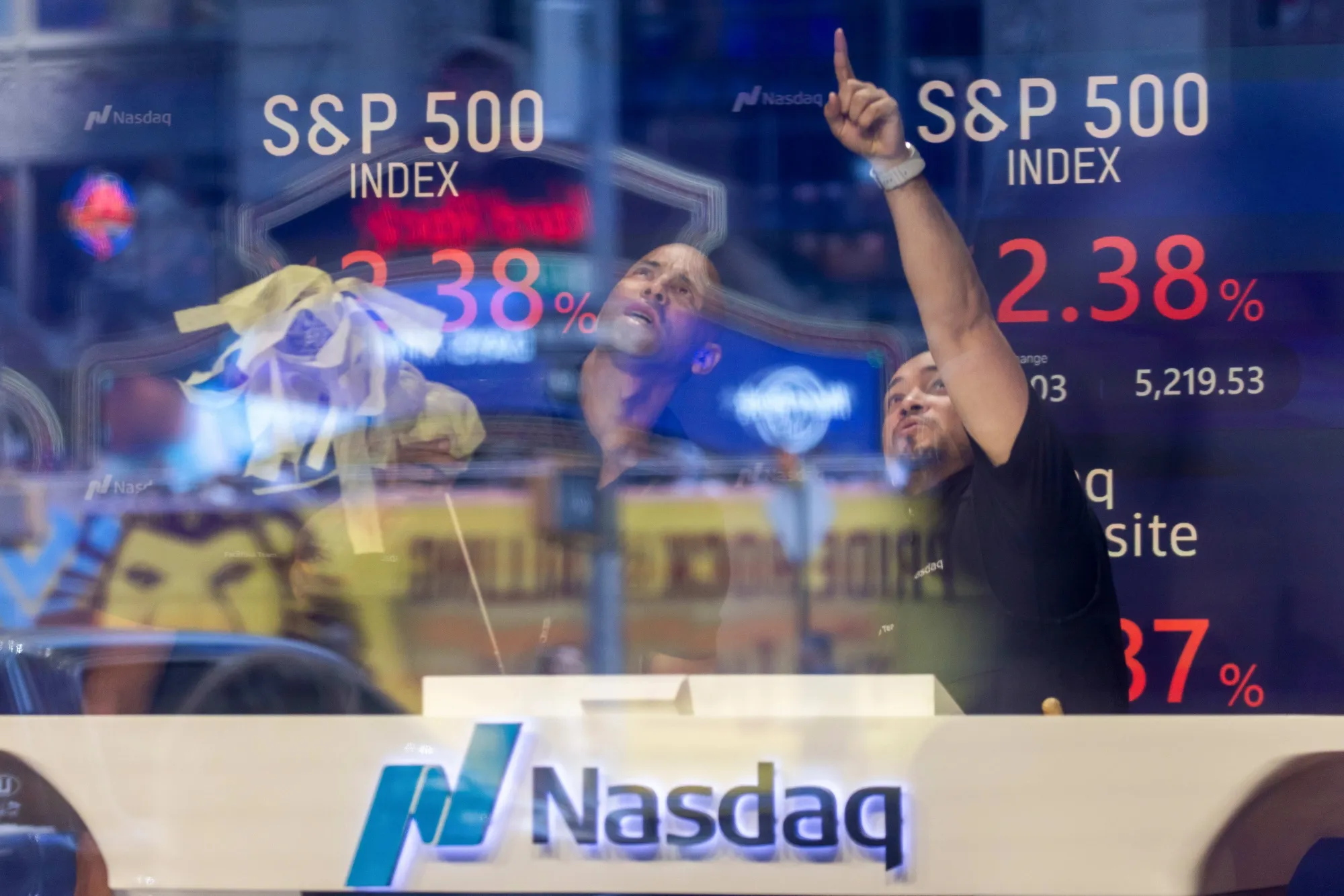 Stock market information in New York.