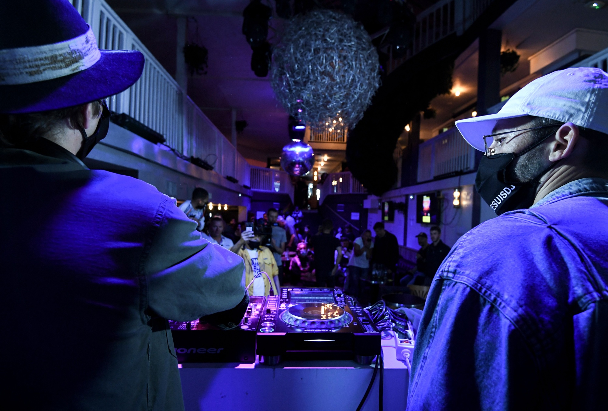 Staying alive:&nbsp;DJs&nbsp;wear face masks at the Balrock bar in Paris during an event to protest the continued closure of nightclubs and music events due to the coronavirus pandemic.&nbsp;