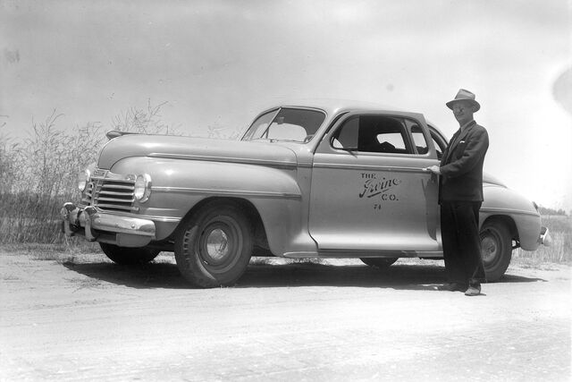 Archival photo from the 1960s of an Irvine Company-branded car patrolling the company’s landholdings in Orange County.