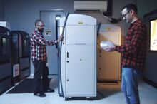 SharkNinja employees with 3D printers for prototype making at the Rapid Prototype Lab in the company's headquarters.