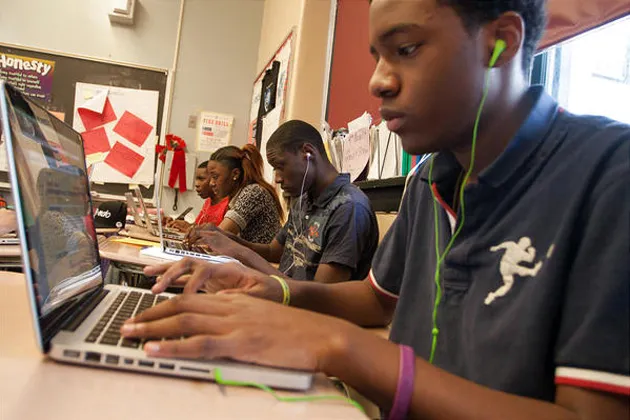 Students taking class at Pathways in Technology Early College High School in Brooklyn