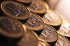 One euro coins in London.