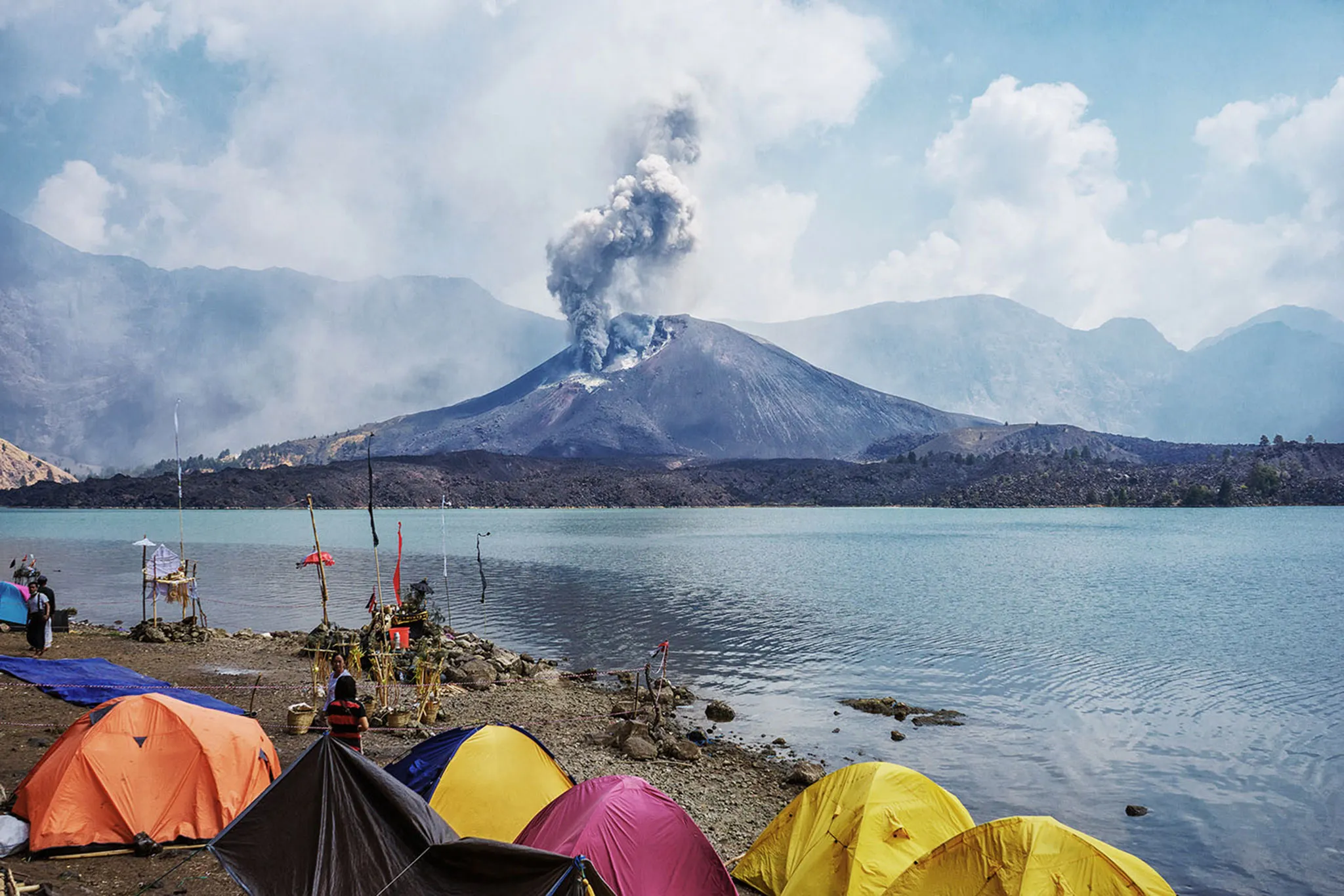 A picture made available on Nov. 4, 2015 shows Mount Rinjani spewing volcanic ash.
