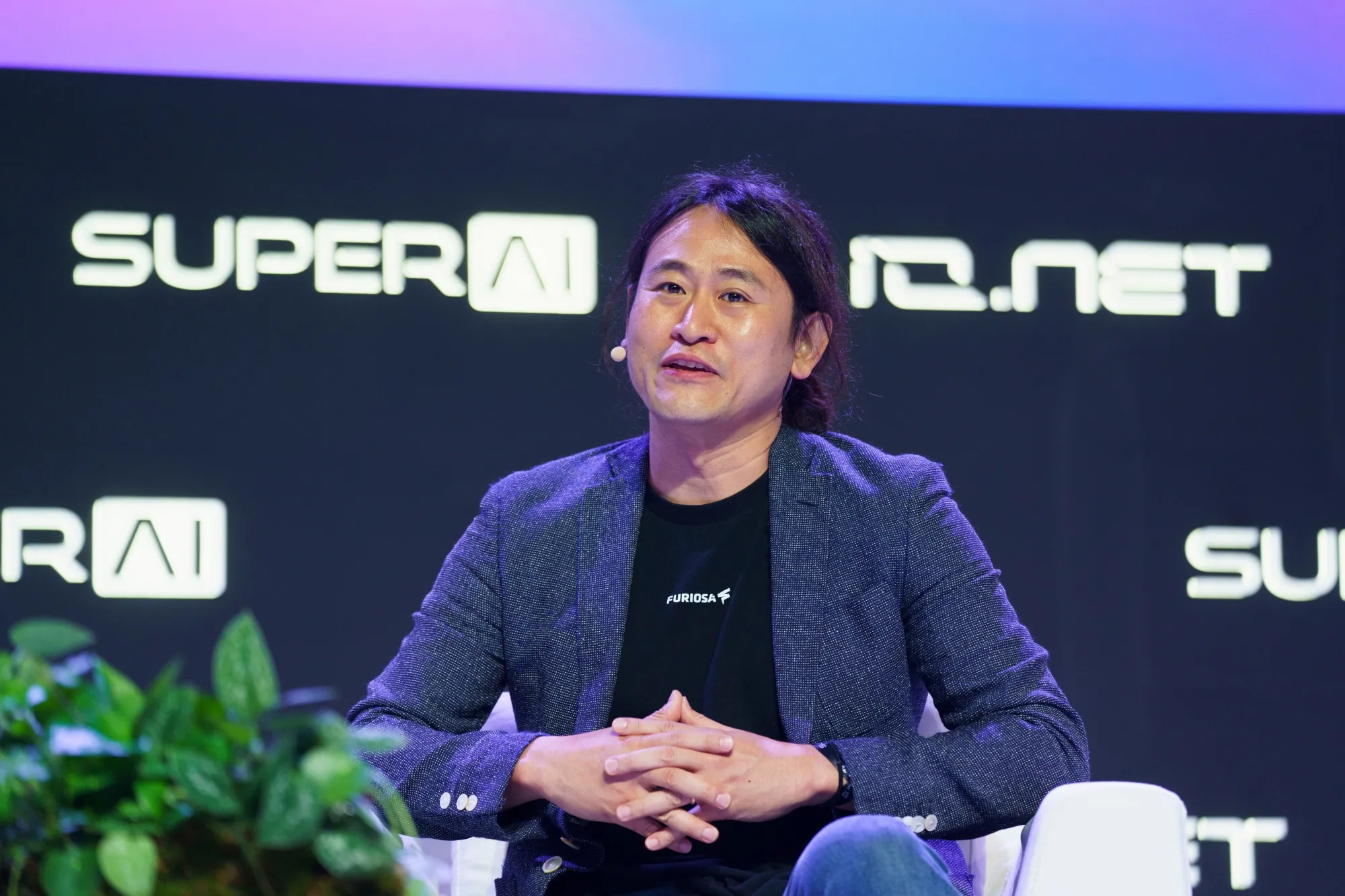 June Paik, chief executive officer of FuriosaAI Inc., during the Super AI Conference in Singapore&nbsp;on&nbsp;June 18.