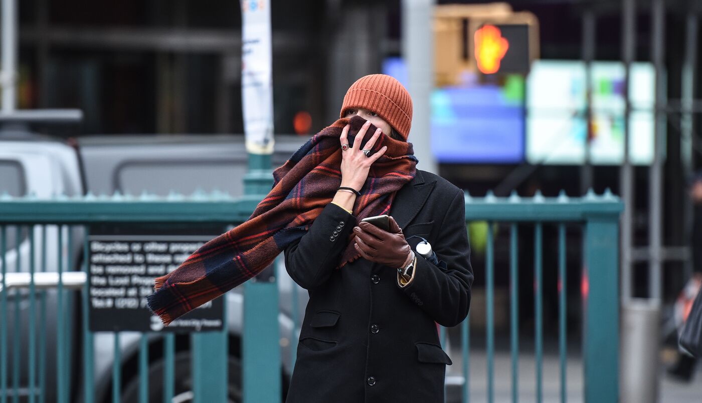 A person bundles up against the cold in New York on Nov. 12. 