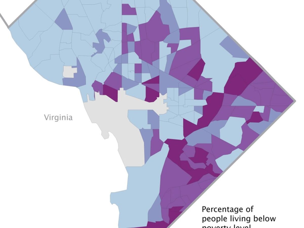 Dc On A Map Map Of The Day: The Uneven Spread Of Urban Poverty - Bloomberg