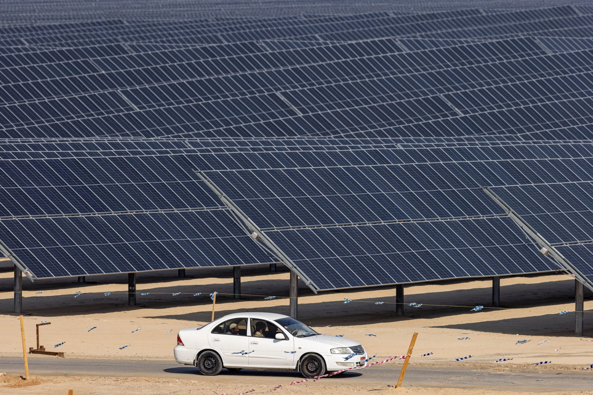 A solar project by EDF and Jinko Power Technology Co. Ltd., in Abu Dhabi, United Arab Emirates.