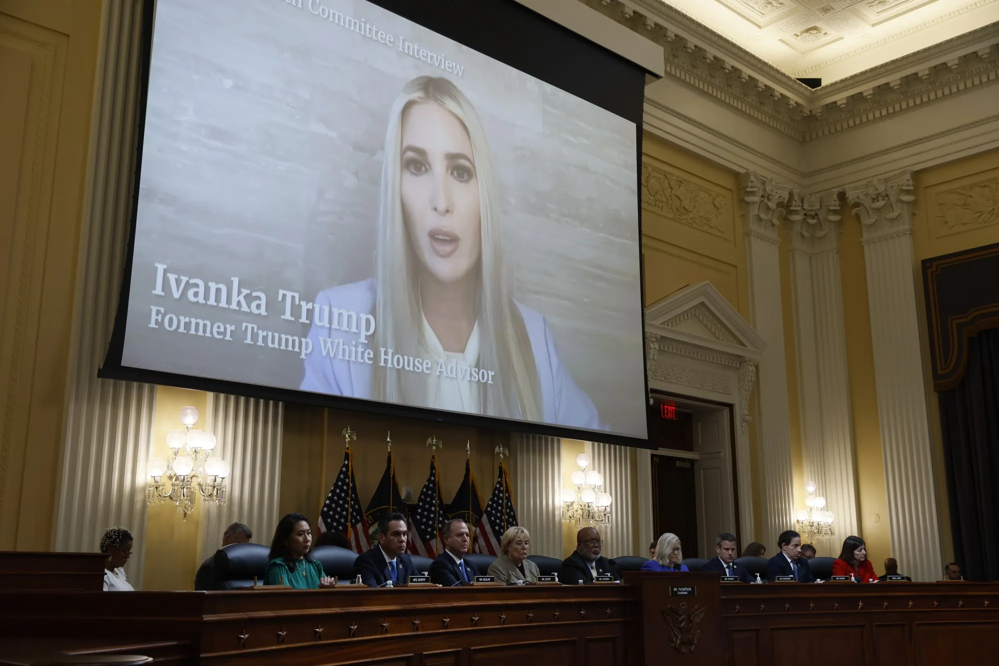 Ivanka Trump displayed on a screen during a hearing on June 9.