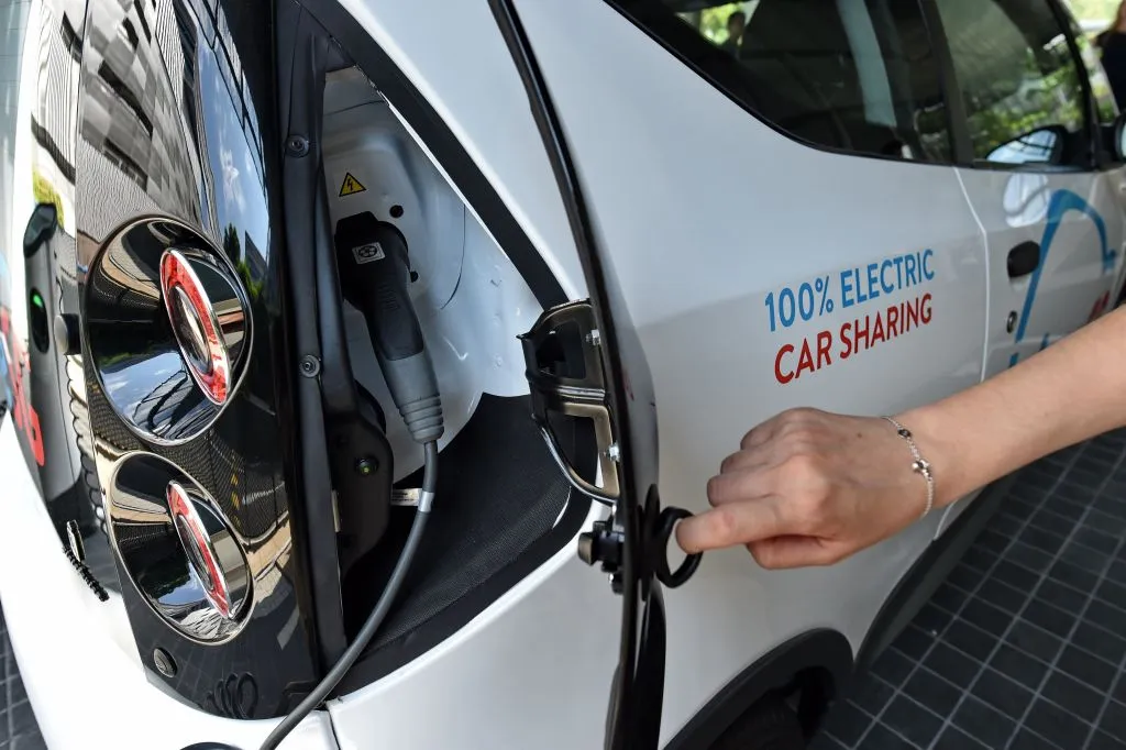The charging compartment of an electric car&nbsp;in Singapore.