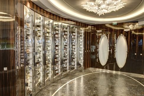 The wine vault in the ship's Portraits restaurant.