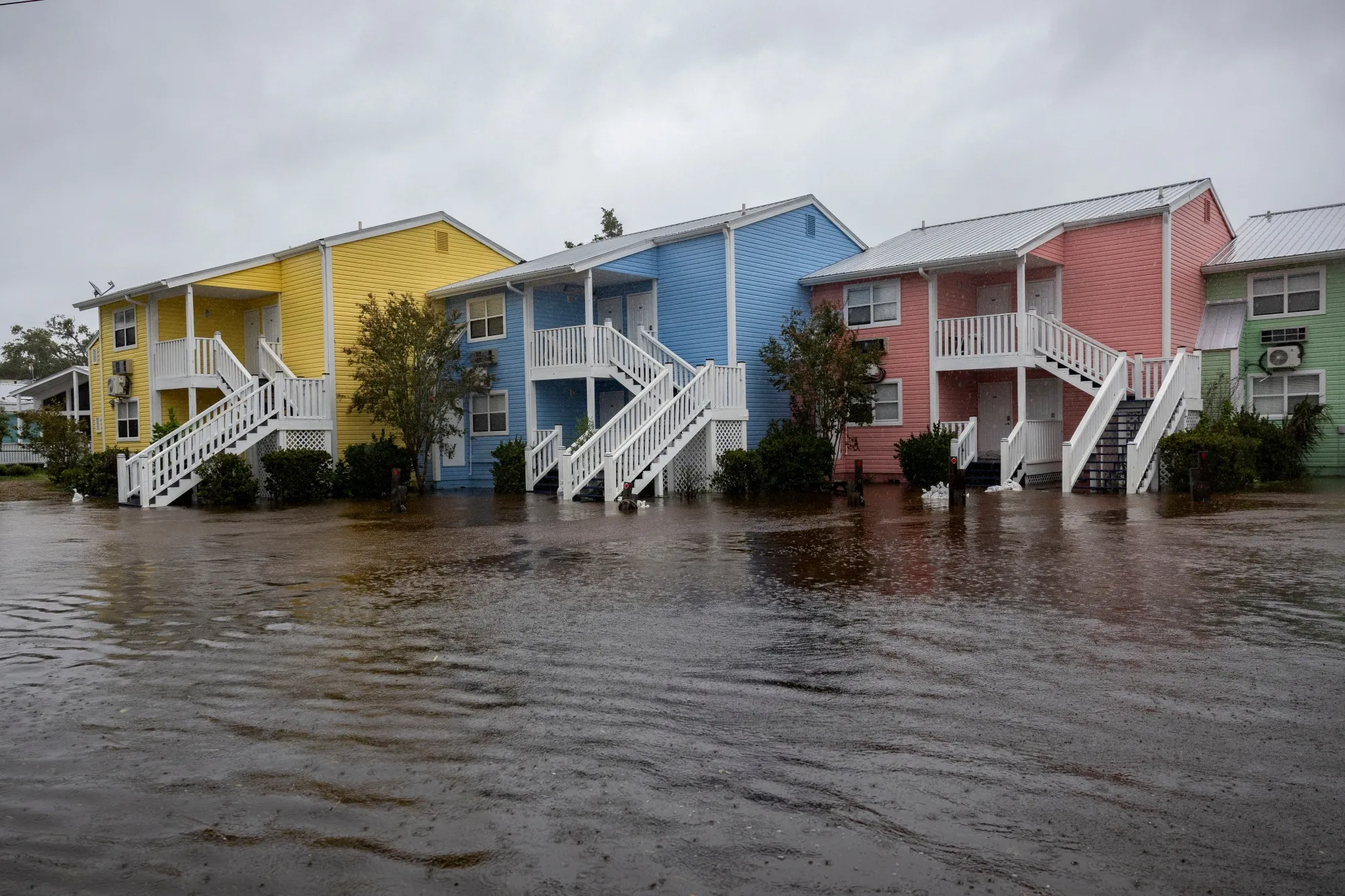 Homes surrounded by floodwater in Florida.