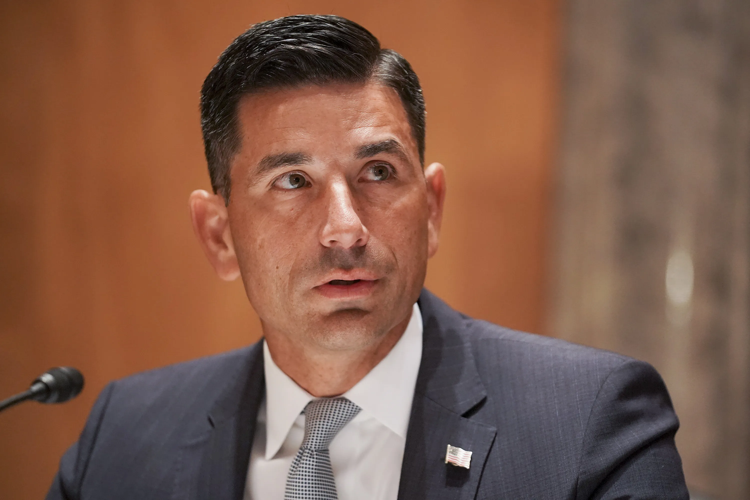 Chad Wolf, acting secretary of the Department of Homeland Security, speaks during a Senate&nbsp;hearing in Washington, D.C.,&nbsp;on Sept. 23.&nbsp;