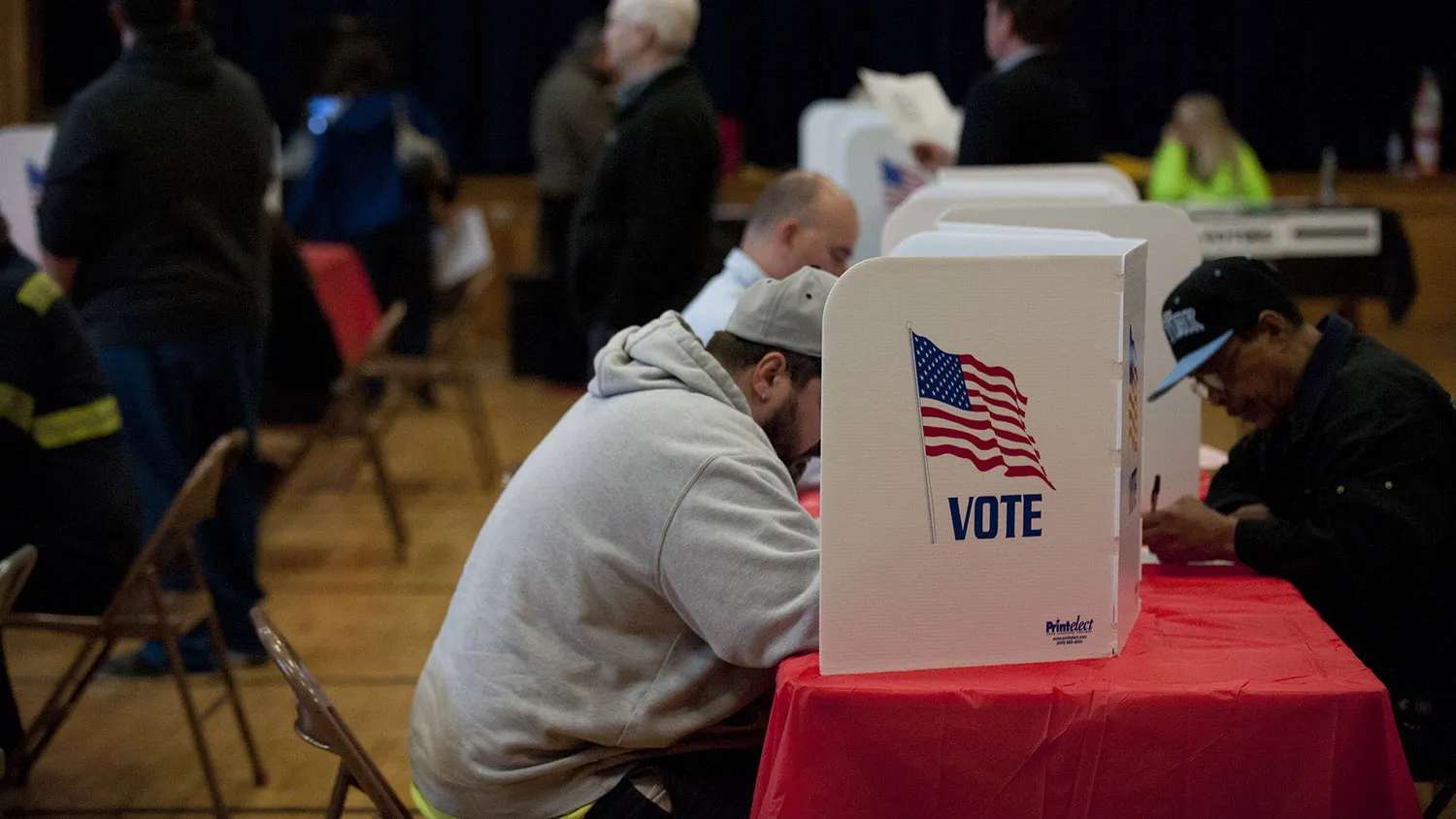 Voters go to the polls for the primary election on March 15, 2016, in Kent, Ohio.
