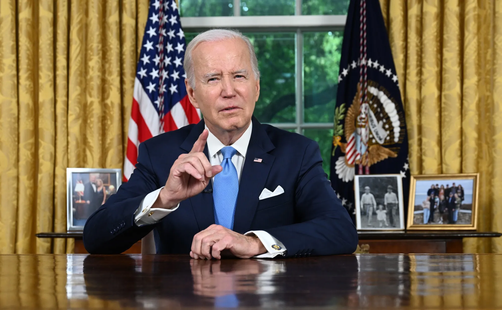 Joe Biden during a national address in the Oval Office of the White House on June 2.