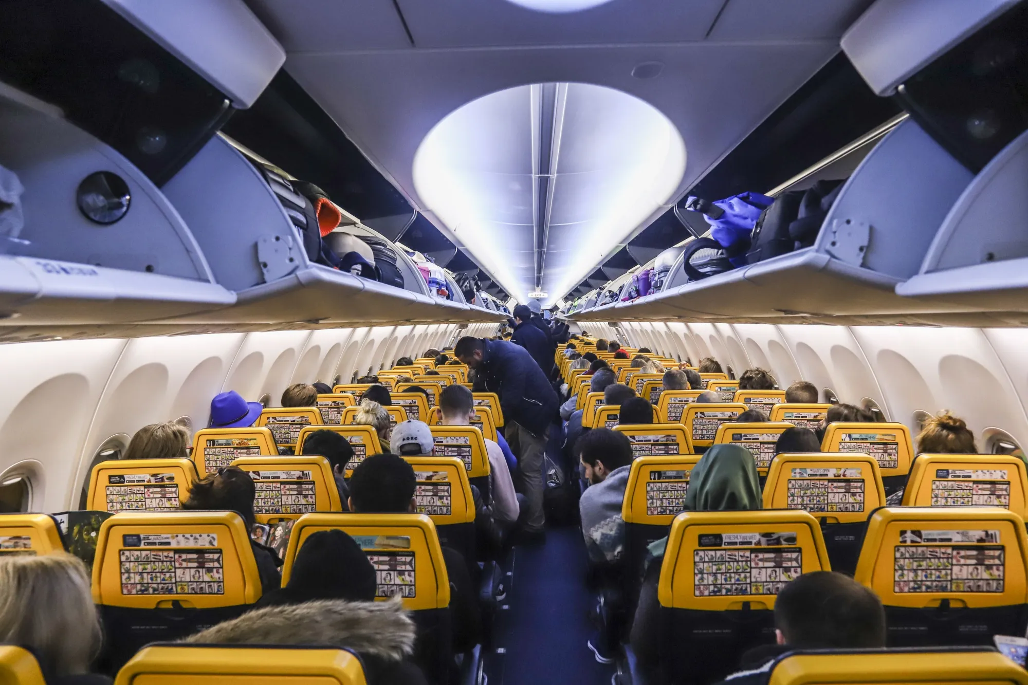 The economy class cabin of Ryanair’s 737-800 aircraft.